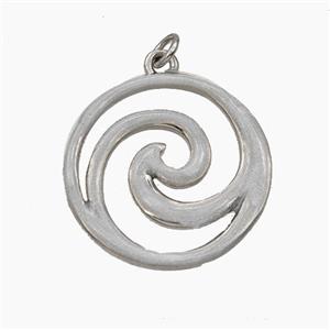 Copper Swirl Circle Pendant Gray Enamel Platinum Plated, approx 20mm [FD29813]
