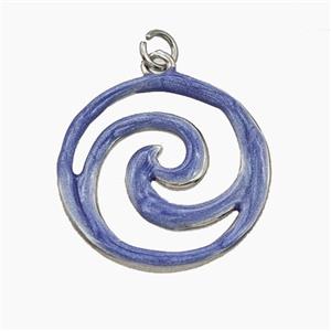 Copper Swirl Circle Pendant Blue Enamel Platinum Plated, approx 20mm [FD29814]