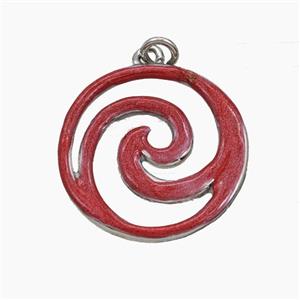 Copper Swirl Circle Pendant Pink Enamel Platinum Plated, approx 20mm [FD29815]