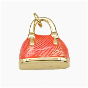 Copper Handbag Pendant Orange Painted Gold Plated, approx 15-17mm [FD29822]
