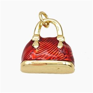 Copper Handbag Pendant Red Painted Gold Plated, approx 15-17mm [FD29823]