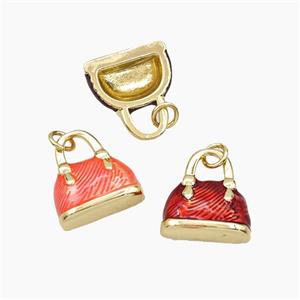 Copper Handbag Pendant Painted Gold Plated Mixed, approx 15-17mm [FD29824]