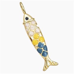 Copper Fish Pendant Multicolor Enamel Gold Plated, approx 9-50mm [FD29838]