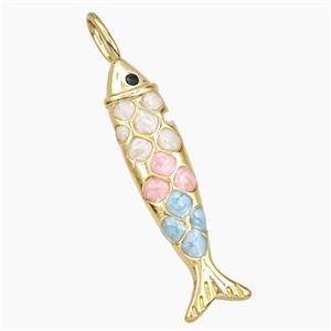 Copper Fish Pendant Multicolor Enamel Gold Plated, approx 9-50mm [FD29839]