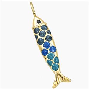 Copper Fish Pendant Multicolor Enamel Gold Plated, approx 9-50mm [FD29840]