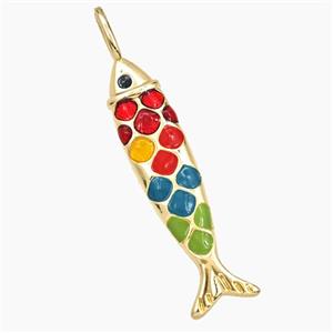 Copper Fish Pendant Multicolor Enamel Gold Plated, approx 9-50mm [FD29841]