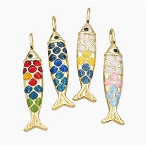 Copper Fish Pendant Enamel Gold Plated Mixed, approx 9-50mm [FD29842]