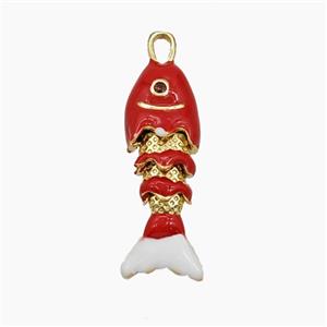 Copper Koi Fish Pendant Red Enamel Gold Plated, approx 8-26mm [FD29847]