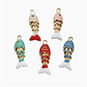 Copper Fish Pendant Enamel Gold Plated Mixed, approx 8-26mm [FD29848]