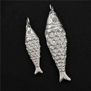 Copper Fish Pendant Shiny Silver, approx 7-26mm [FD29850-S]