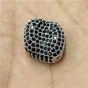 Copper Beads Pave Black Zirconia Platinum Plated, approx 17-20mm [FD29851]