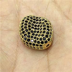 Copper Beads Pave Black Zirconia Gold Plated, approx 17-20mm [FD29852]