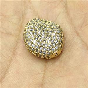 Copper Beads Pave Zirconia Gold Plated, approx 17-20mm [FD29854]