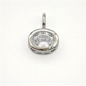 Cubic Zirconia Copper Oval Platinum Plated, approx 8-10mm [FD29880]