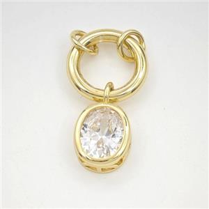 Oval Cubic Zirconia Copper Pendant Gold Plated, approx 10-12mm, 15mm dia [FD29883]