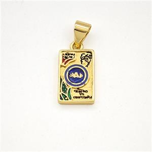 Copper Rectangle Pendant Enamel Gold Plated, approx 8-13mm [FD29891]