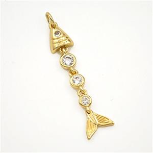 Copper Fish Pendant Pave Zirconia Gold Plated, approx 8-35mm [FD29897]