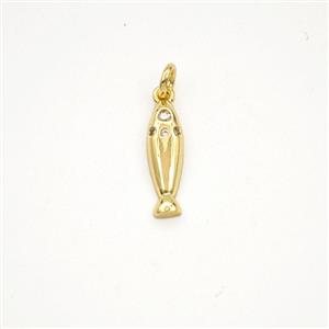Copper Fish Pendant Pave Zirconia Gold Plated, approx 4-13mm [FD29898]