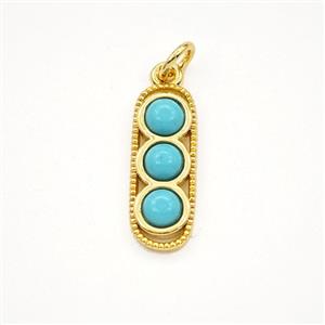 Copper Traffic Light Charms Pendant Pave Turquoise Stick Gold Plated, approx 7-18mm [FD29899]