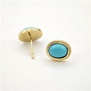 Copper Earring studs Pave Zircon, Gold Plated, approx 9-11mm [FD29911]