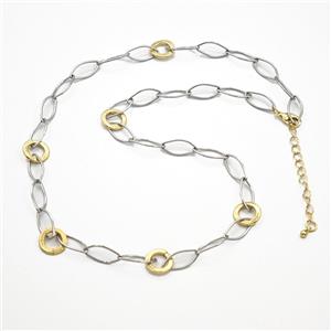 Copper Necklace Chain Gold Platinum Plated, approx 11mm, 7-16mm, 50-55cm length [FD29912]