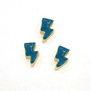 Copper Lightning Pendnat Teal Enamel Gold Plated, approx 4.5-8mm [FD29952]