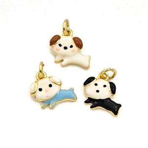 Copper Dog Pendant Enamel Gold Plated Mixed, approx 8-10mm [FD29975]