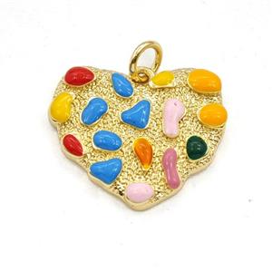Bohemia Style Copper Heart Pendant Multicolor Enamel Gold Plated, approx 17-20mm [FD30083]