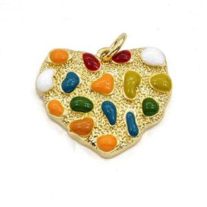 Bohemia Style Copper Heart Pendant Multicolor Enamel Gold Plated, approx 17-20mm [FD30084]