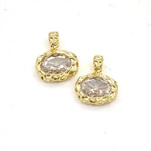 Cubic Zirconia Copper Oval Pendant Gold Plated, approx 10-11mm [FD30314]
