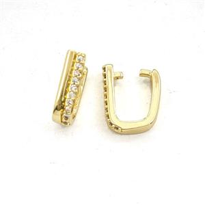 Copper Latchback Earrings Pave Zirconia Gold Plated, approx 9-11mm [FD30322]