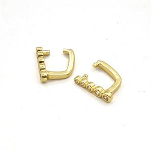 Copper Latchback Earrings Pave Zirconia Gold Plated, approx 10-12mm [FD30324]
