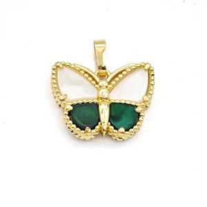 Copper Butterfly Pendant Pave Shell Gold Plated, approx 15-19mm [FD30453]