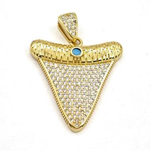 Copper Sharktooth Pendant Pave Zirconia Gold Plated, approx 25-27mm [FD30482]