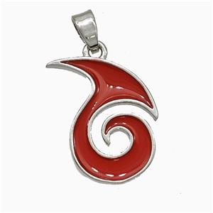 Copper Totem Symbols Pendant Red Enamel Platinum Plated, approx 15-19mm [FN20001]