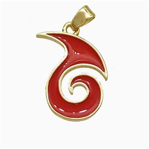 Copper Totem Symbols Pendant Red Enamel Gold Plated, approx 15-19mm [FN20002]