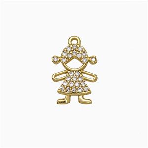 Copper Kids Girls Pendant Pave Zirconia Gold Plated, approx 10-12mm [FN20031]