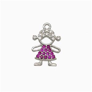 Copper Kids Girls Pendant Pave Zirconia Platinum Plated, approx 10-12mm [FN20032]