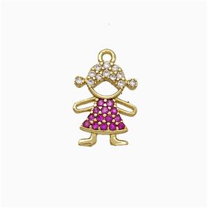 Copper Kids Girls Pendant Pave Zirconia Gold Plated, approx 10-12mm [FN20033]
