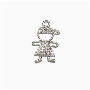 Copper Kids Boy Pendant Pave Zirconia Platinum Plated, approx 10-12mm [FN20034]