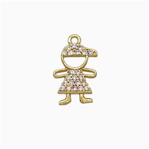 Copper Kids Boy Pendant Pave Zirconia Gold Plated, approx 10-12mm [FN20035]
