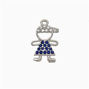 Copper Kids Boy Pendant Pave Zirconia Platinum Plated, approx 10-12mm [FN20036]