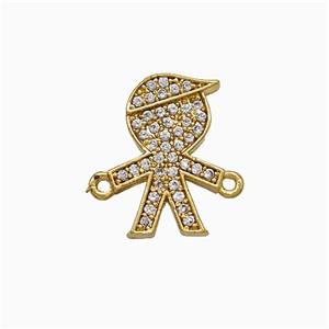 Copper Kids Boy Connector Pave Zirconia Gold Plated, approx 14-15mm [FN20039]