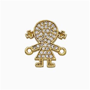 Copper Kids Girls Connector Pave Zirconia Gold Plated, approx 12.5-15mm [FN20041]