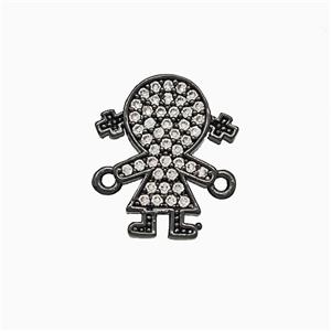 Copper Kids Girls Connector Pave Zirconia Black Plated, approx 12.5-15mm [FN20042]