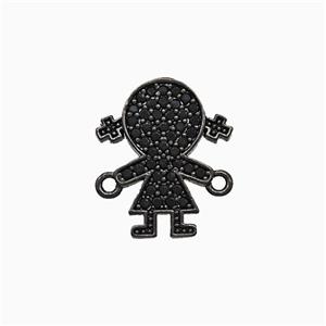 Copper Kids Girls Connector Pave Zirconia Black Plated, approx 12.5-15mm [FN20043]