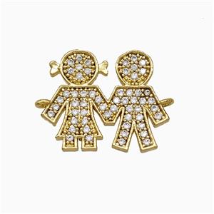 Copper Kids Sibling Connector Pave Zirconia Gold Plated, approx 13.5-17mm [FN20044]