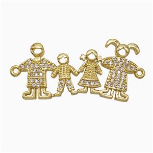 Copper Family Connector Pave Zirconia People Gold Plated, approx 10-35mm [FN20046]