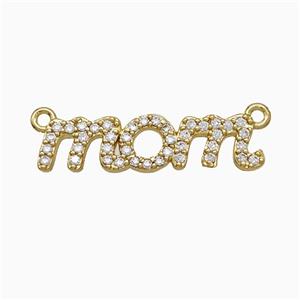 Copper MOM Pendant Pave Zirconia 2loops Gold Plated, approx 7-27mm [FN20050]