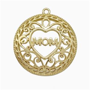 Copper Heart Mom Pendant Gold Plated, approx 23mm [FN20057]
